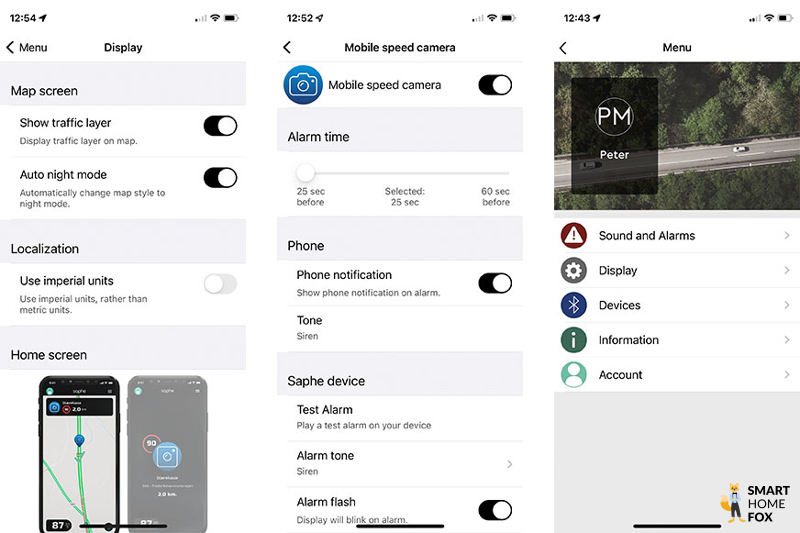 Saphe Drive Mini und Handy mit App nebeneinander